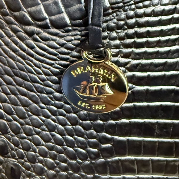 BRAHMIN Tabitha Black Crocodile-Embossed Hobo Bag with Glossy Finish - Picture 9 of 16